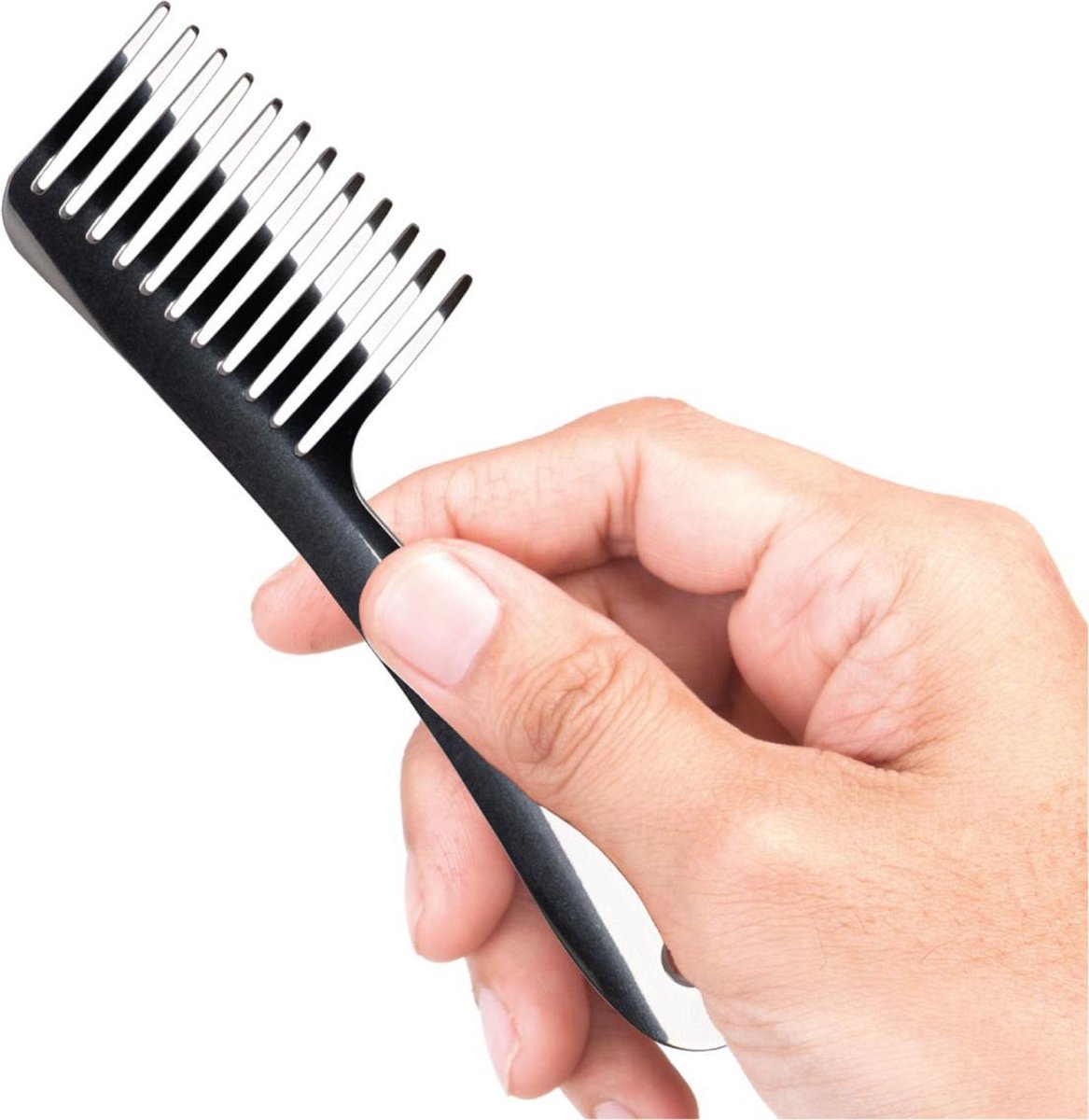 Metalen baard kam 3D gelaserd uit een buis ( rechts handig ). Hoogglans gepolijst RVS, metaal. Perfect mannen cadeau, Baardkam, Kapperskam, Kammen, Haarkam, Hoofdkam, Kleinen Roestvast Staal, Beard Comb,  Maarten Baptist.