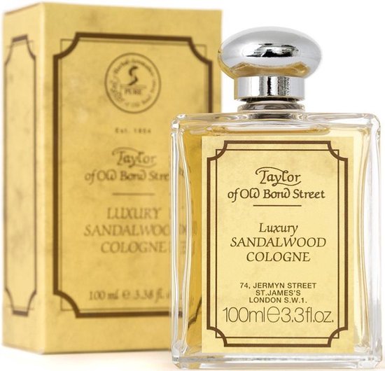 Taylor of Old Bond Street Sandalwood Cologne, 100ml, met gouden doos.