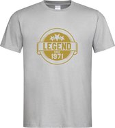 Grijs T-Shirt met “ Legend sinds 1971 “ print Goud  Size XL