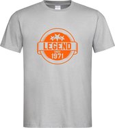 Grijs T-Shirt met “ Legend sinds 1971 “ print Oranje  Size M