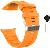 Oranje siliconen bandje geschikt voor de Polar Vantage V – Maat: zie maatfoto - horlogeband - polsband - strap - siliconen - rubber - orange