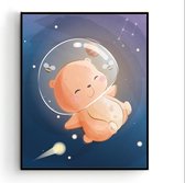 Poster Beer in de Ruimte / Space Dieren  - Kinderkamer - Dierenposter - Babykamer / Kinderposter - Babyshower Cadeau - Muurdecoratie - 50x40cm - Postercity