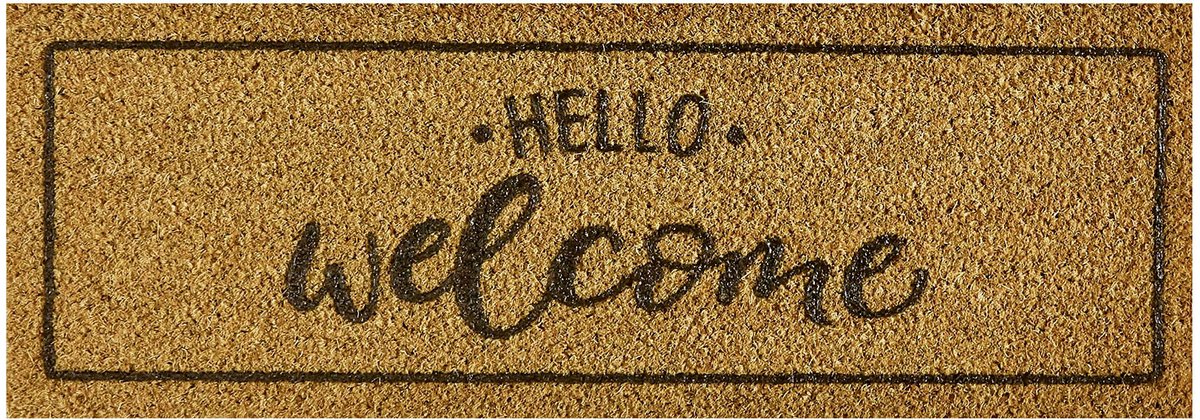 MD-Entree MD Entree - Deurmat - Kokosmat - Finesse XS - Hello - 26 x 75 cm Bruin