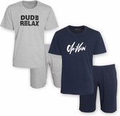 Aprox DUO-PACK heren Shortama’s Melange Grijs & Donker Blauw AXSAH1101Z - Maten: S