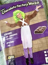 Child’s Chocolate Factory worker verkleed set maat 134-146 Oempa Loempa Carnaval verkleden