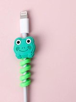 Kabelbeschermer - Kikker - Groen - iPhone - Samsung - Huawei - Beschermer voor oplaadkabel - Kabelhouder - 1 stuk - Spiraalvormig