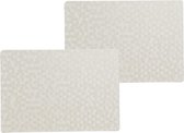 12x stuks stevige luxe Tafel placemats Stones wit 30 x 43 cm - Met anti slip laag en Pu coating toplaag