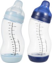 Difrax Babyfles 310 ml Wide – Anti-Colic – Lichtblauw/Donkerblauw – Duopack