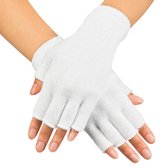 Vingerloze verkleed handschoenen voor volwassenen - Wit - Unisex - Gebreid - '80s / jaren 80 - Witte handschoen zonder vingers - Voor dames en heren