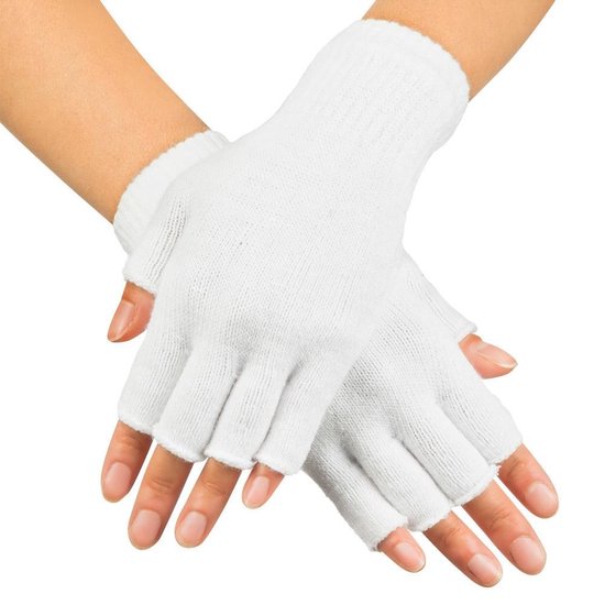 Vingerloze verkleed handschoenen voor volwassenen - Wit - Unisex - Gebreid  - '80s /... | bol.com