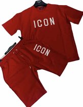 Sportkleding set heren - ICON - trainingspak kort - zomerset rood - maat XL