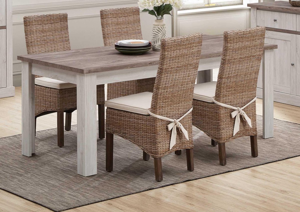 BELFURN Eetkamertafel Elyna 190x90cm in landelijke stijl bleek