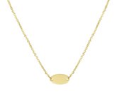 YO&NO -  Ketting - Goud -   Anker -  Ovaal plaatje - 1,2 mm - 41 - 43 - 45 cm - 585 goud