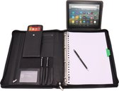 Safekeepers Schrijfmap met Tablet Cover 8 Inch - Conferentiemap Rits - Tablethoes & Laptopsleeve - Uitneembare Ringband A4 - Zwart