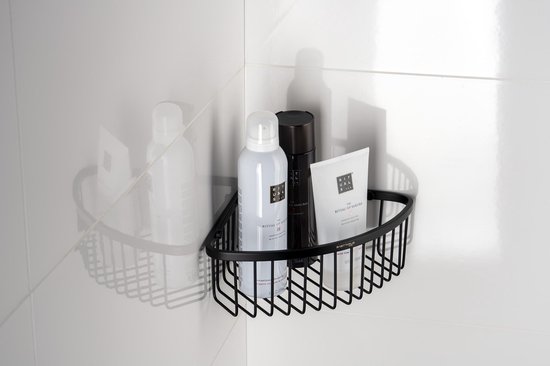 Support de douche Sagittarius One 80S1-B Zwart | Support de douche Zwart | Panier de douche Profondeur 8cm | Support de Douche pour salle de bain | Support de douche Corner