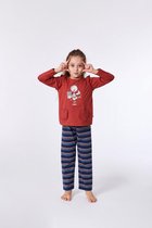 Woody pyjama meisjes/dames - rood - highlander koe - kip - 212-1-PLG-S/461 - maat 164