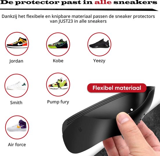 JUST23 Sneaker Crease Protector – Anti Crease – Zwart – Maat 35-40 (S) – Sneaker Shield – Anti Kreuk – Alle Schoenen zoals Jordan 1 & Air Force 1 - JUST23