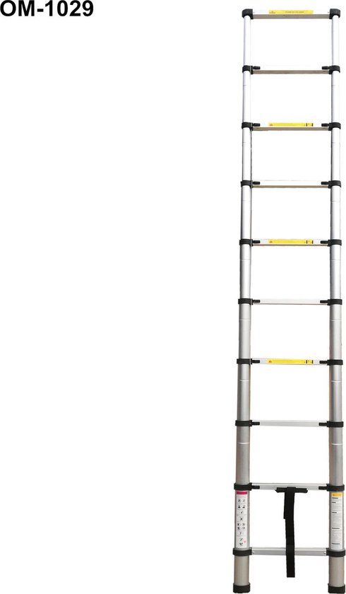 Telescopische ladder - 11 Treeds - Werkhoogte 3.20m - Aluminium | bol