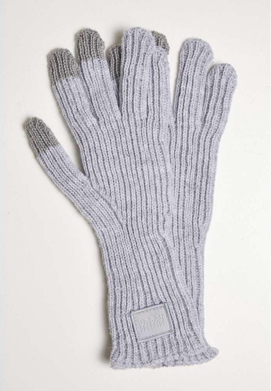 Urban Classics - Knitted Wool Mix Smart Winterhandschoenen - S/M - Grijs
