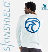 Skinshield - BLUE MARLIN WAVE - UPF 50+ UV-zonbeschermend sport shirt heren - lange mouwen - Arctic Blue - Licht blauw - S