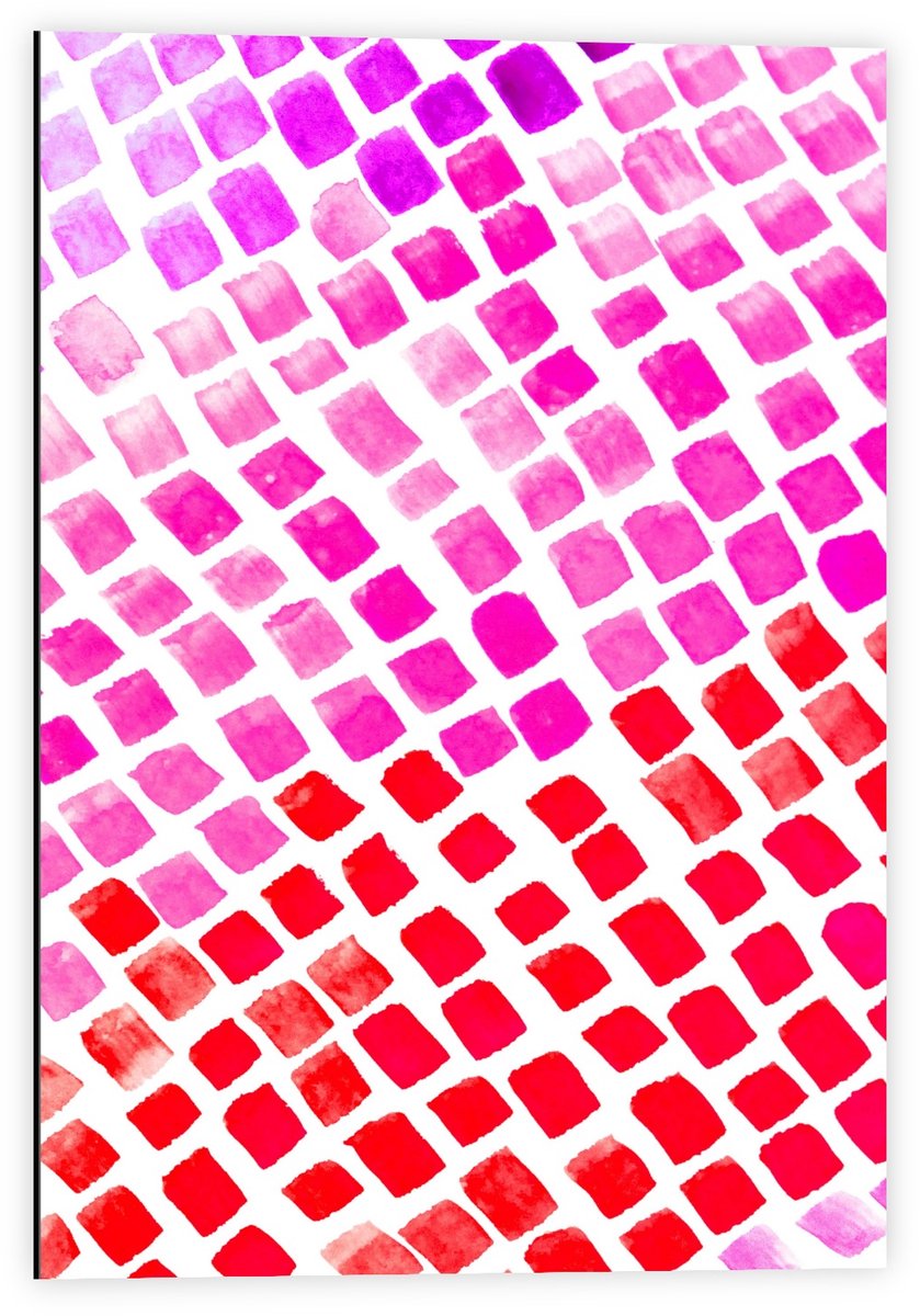 Dibond - Rood/Roze Mozaïek Tegeltjes - 40x60cm Foto op Aluminium (Met Ophangsysteem)
