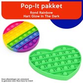 Must-Have for Kids® | Fidget Toys Pakket "Rainbow" Rond & Hartje - Regenboog - Pop It - Tik Tok Trend - Pop It Pakket - Glow In The Dark