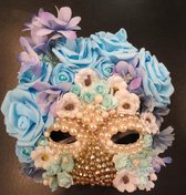 Handgemaakt bloem masker blauw