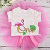2-delig 1e verjaardag setje Flamingo - cakesmash - eerste verjaardag - babykleding - kinderkleding