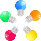 LED bulb G45, 230 V, 1W, E27, gemengde kleuren, 5 stuks