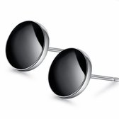 Oorbellen- Zilverkleur- Onyx-Zwart-Rond-7 mm-Charme Bijoux