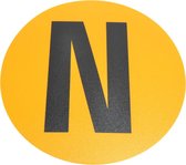 Magazijn vloersticker   -  Ø 19 cm   -  geel / zwart   -  Letter N