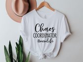 Lykke Chaos Coordinator Shirt | Mom Life Tee | Sarcastic Mom Shirt | Moeder Dag Cadeau | Perfect t-shirt Cadeau - Geboorte | Chaos Woman T-shirt |  wit katoen