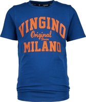 Vingino T-shirt Milano Jongens Katoen Blauw/oranje Maat 128