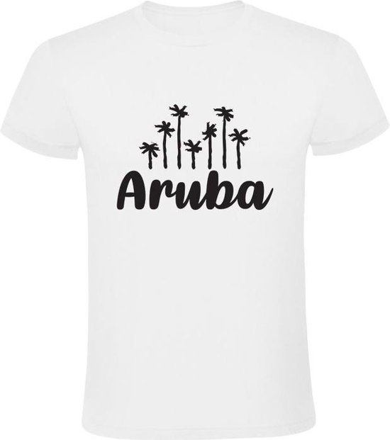 Foto: Aruba heren t shirt antillen caraiben vakantie eiland reizen palmbomen zon strand cadeau