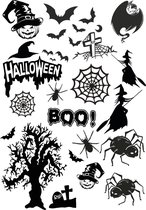Halloween raamstickervel L - decoratie halloween - raamsticker - Halloween - zwart silhouet