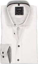 OLYMP Luxor modern fit overhemd - mouwlengte 7 - wit 2-ply twill - Strijkvrij - Boordmaat: 42