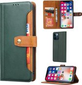 Kalftextuur Dubbele vouwsluiting Horizontale flip-lederen hoes met fotolijst & houder & kaartsleuven & portemonnee voor iPhone 13 Pro Max Max (groen)