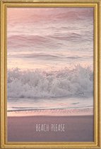 JUNIQE - Poster met houten lijst Beach Please -20x30 /Grijs & Paars