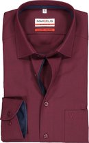 MARVELIS modern fit overhemd - mouwlengte 7 - donkerrood Chambray (contrast) - Strijkvrij - Boordmaat: 44
