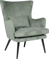 Alora Stoel Charlie Zeegroen - Ribstof - relaxstoel - fauteuil - eetkamerstoel