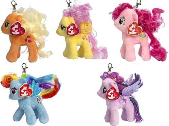 My Little Pony paarden TY knuffels - Sleutelhangers set van 5 stuks - 11 cm  | bol.com