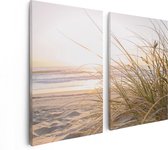 Artaza - Diptyque de peinture sur toile - Plage et dunes au coucher du soleil - 80x60 - Photo sur toile - Impression sur toile