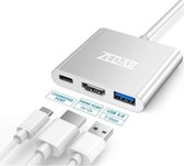 USB C Hub 3 in 1 | van USB-C naar HDMI, USB 3.0 & USB-C van ZEDAR