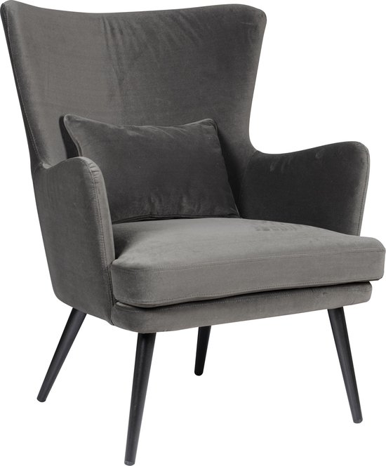 Alora Stoel Charlie Zwart - Velours - relaxstoel - fauteuil - eetkamerstoel