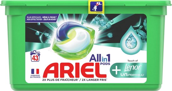 Ariel All in 1 Wasmiddel Pods + Lenor Unstoppables , 3 x 43 Wasbeurten - Voordeelverpakking