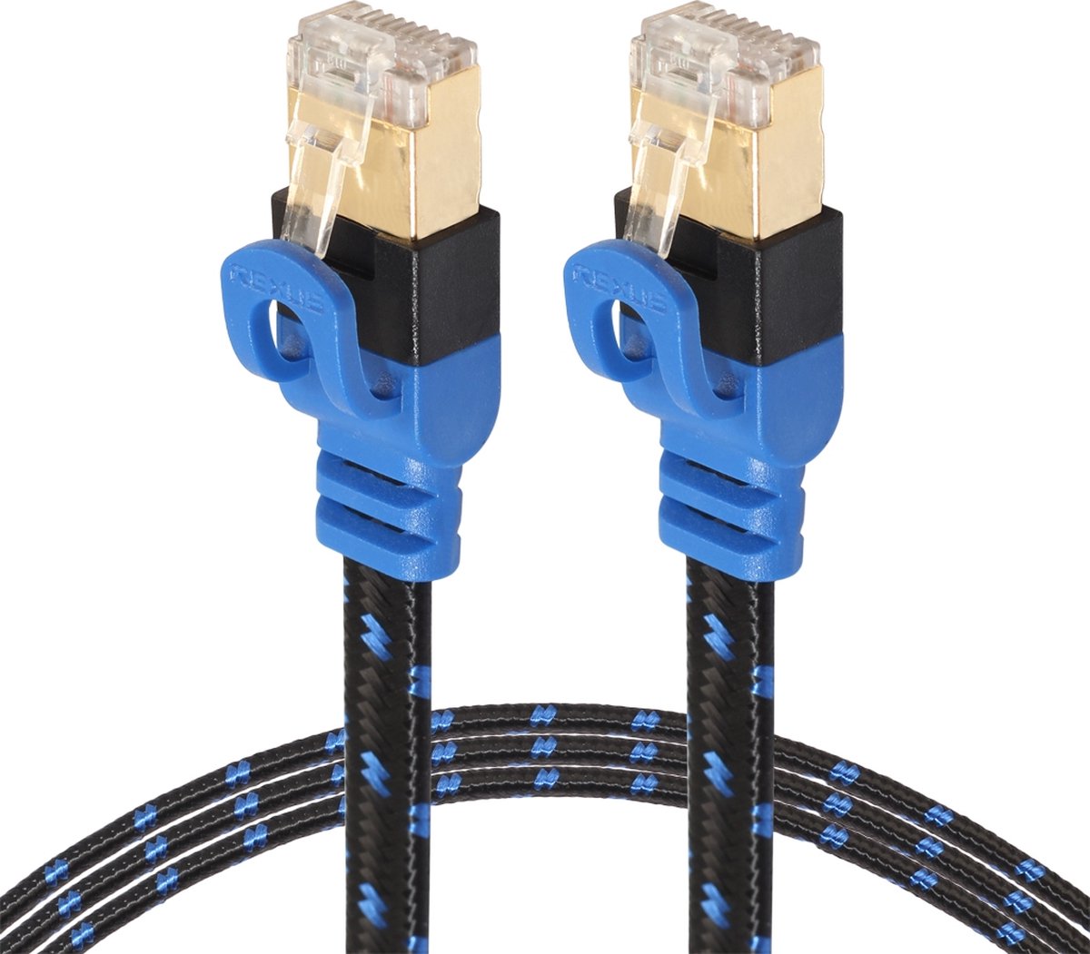 By Qubix internetkabel - 5m REXLIS cat 7 Ultra dunne Flat Ethernet netwerk LAN kabel (10.000Mbps) - Zwart / Blauw - UTP kabel - RJ45 - UTP kabel