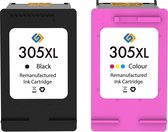 G&G Huismerk 305XXL voor HP 305XL- inktcartridge- Remanufactured - Zwart en Kleur