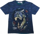 S&C Dinosaurus t-shirt - Dino shirt - T-rex - blauw - maat 122/128