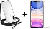iParadise iPhone XS hoesje met koord transparant shock proof case - 1x iPhone XS screenprotector