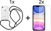iPhone XR hoesje met koord transparant shock proof case - 2x iPhone XR screenprotector